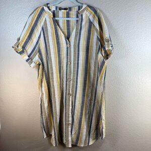 SHEIN Curve Striped Button-Down Tunic SZ:2X